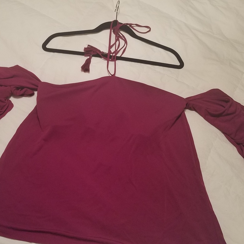 WHBM Cold shoulder halter top